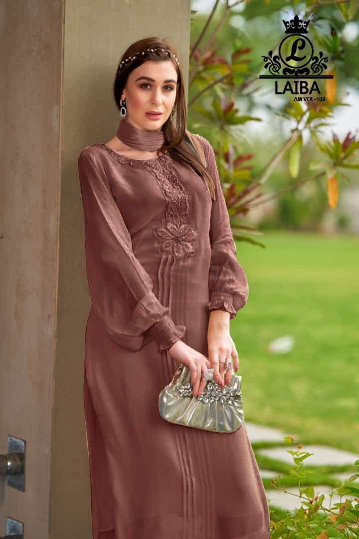 Laiba Am Vol 189 Beautiful Embroidery Work Pakistani Kurti With Pant And Dupatta