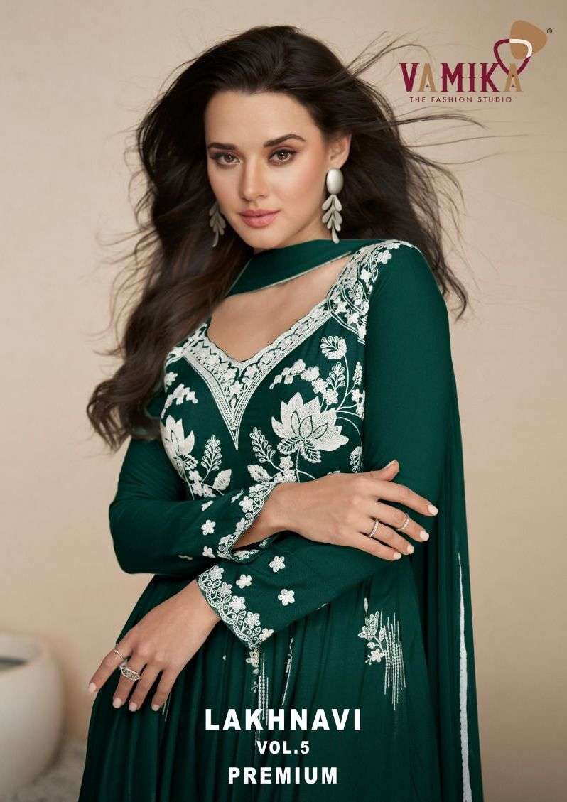 Lakhnavi Vol 5 Premium By Vamika Amazing Thread Work Readymade Plazzo Style Ladies Suits