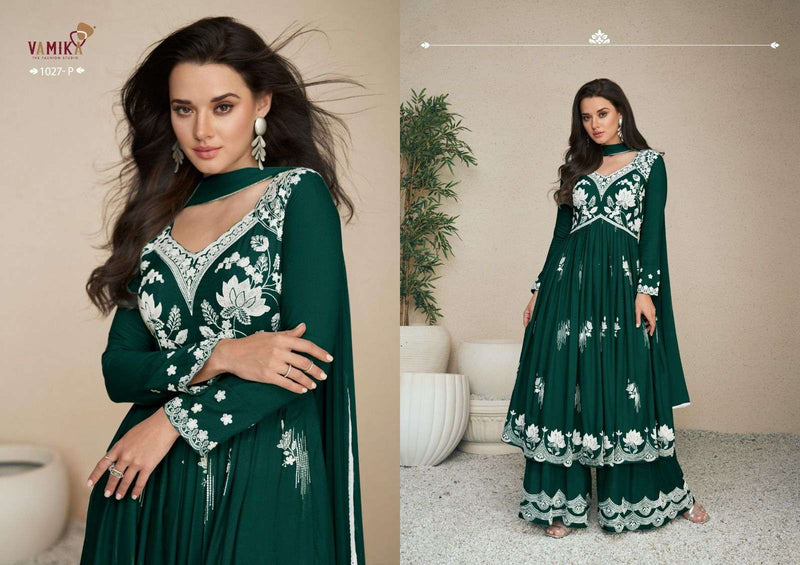 Lakhnavi Vol 5 Premium By Vamika Amazing Thread Work Readymade Plazzo Style Ladies Suits