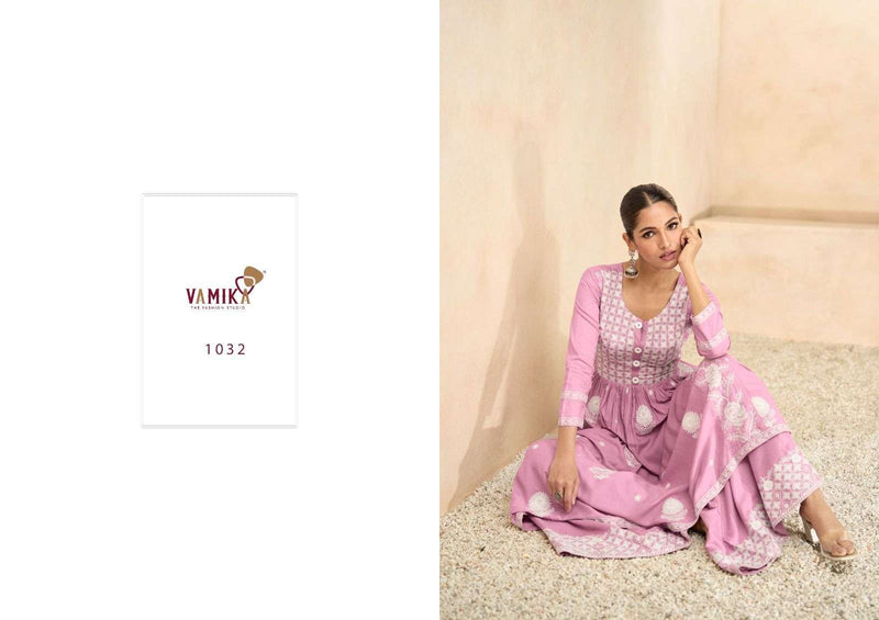 Lakhnavi Vol 6 By Vamika Exclusive White Thread Designer Kurti With Plazo And Dupatta