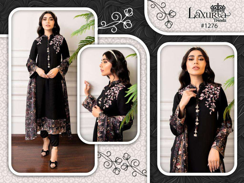 Laxuria 1276 Designer Black Colour Floral Decorated Pakistani Pret collection