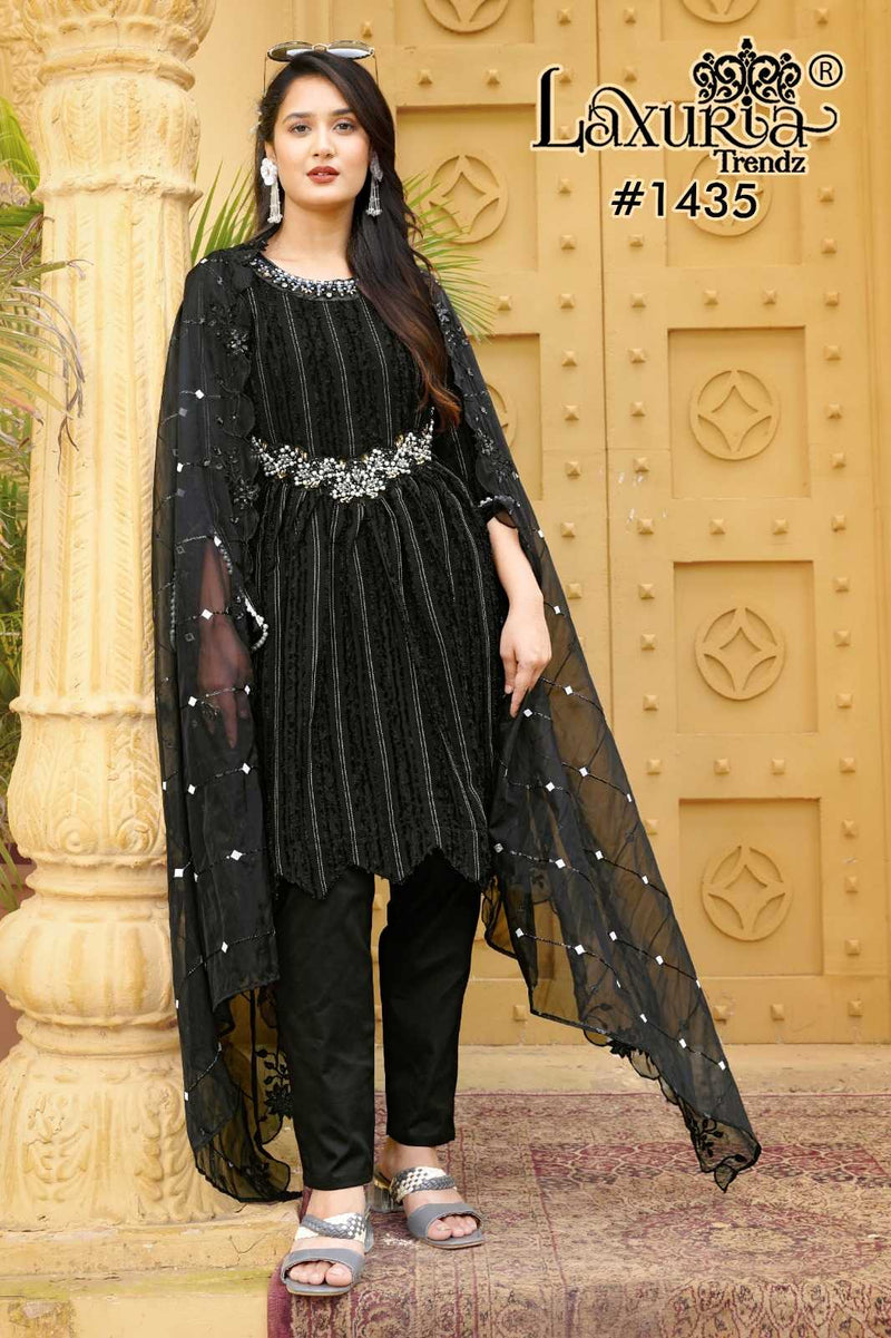 Laxuria Trendz 1435 Feathered Bsy Fancy Party Wear Top Pant Collection