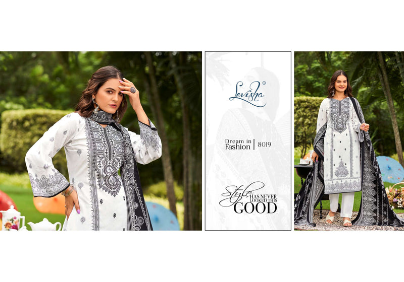 Levisha Naira Nx Vol 8 Cotton Pakistani Style Print With Fancy Self Embroidery Salwar Suit