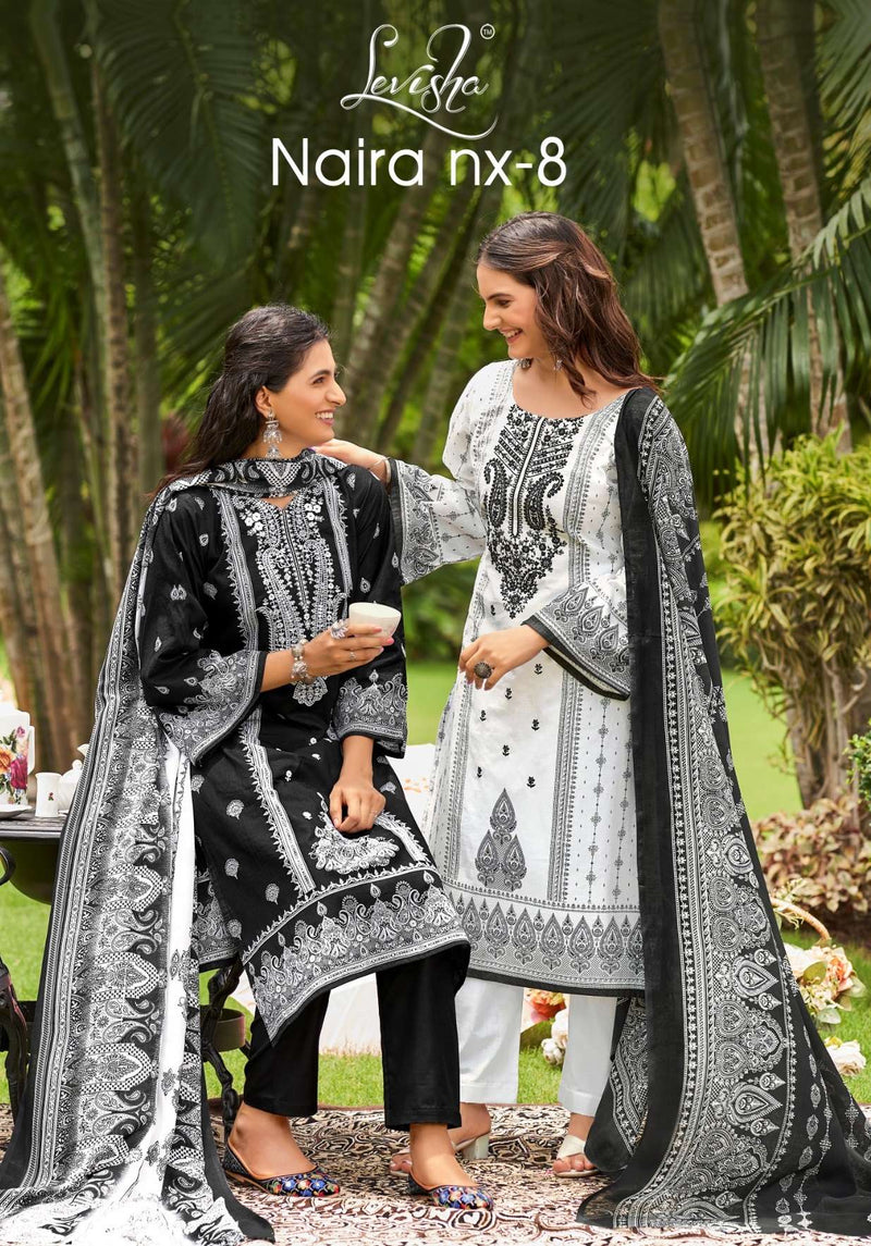 Levisha Naira Nx Vol 8 Cotton Pakistani Style Print With Fancy Self Embroidery Salwar Suit