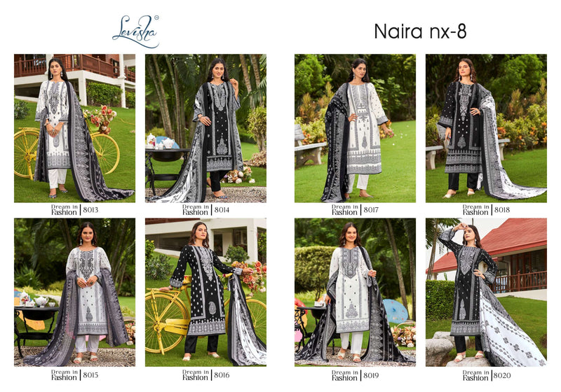 Levisha Naira Nx Vol 8 Cotton Pakistani Style Print With Fancy Self Embroidery Salwar Suit