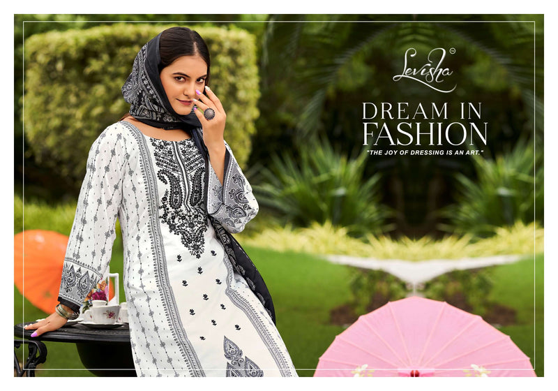 Levisha Naira Nx Vol 8 Cotton Pakistani Style Print With Fancy Self Embroidery Salwar Suit