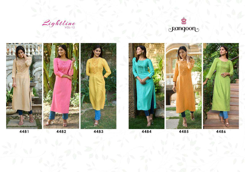 Lightline Vol 12 By Rangoon Designer Fancy Lining Silk Work Kurtis