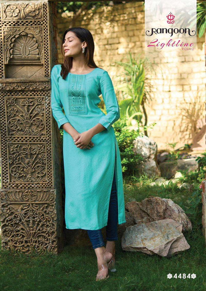 Lightline Vol 12 By Rangoon Designer Fancy Lining Silk Work Kurtis