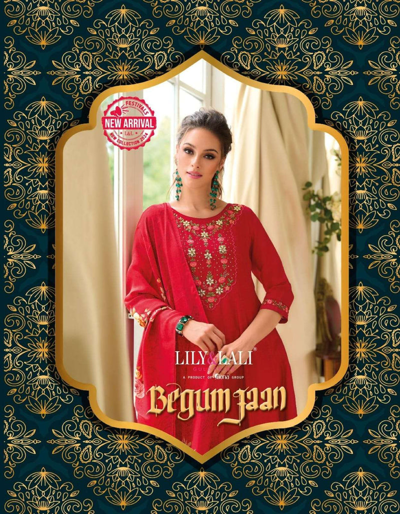 Lily And Lali Begumjaan Silk Embroidery Anarkali Style Designer Dress