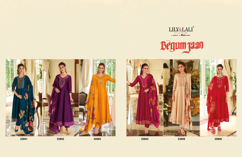Lily And Lali Begumjaan Silk Embroidery Anarkali Style Designer Dress