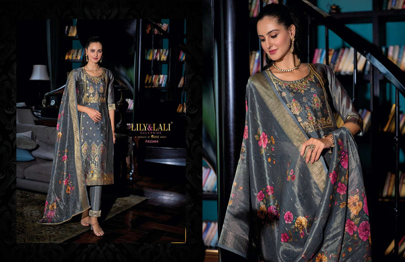 Lily And Lali Faridan Silk Jacquard Designer Wedding Wear Kurti Pant Dupatta Set