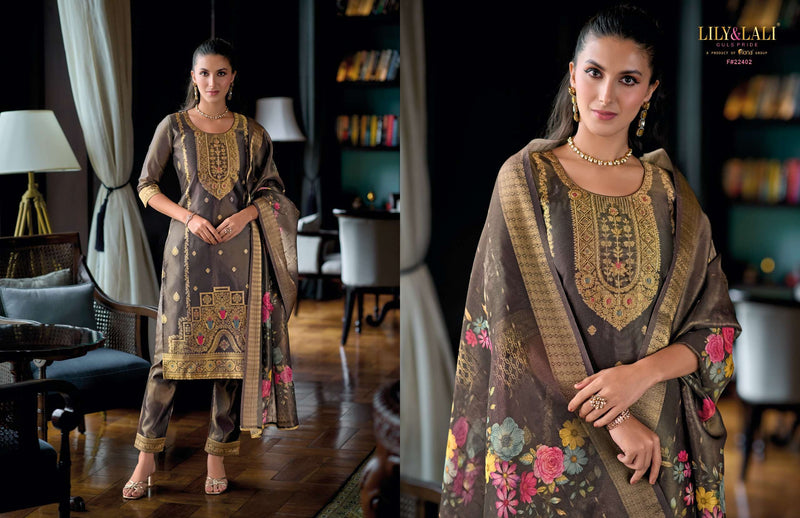Lily And Lali Faridan Silk Jacquard Designer Wedding Wear Kurti Pant Dupatta Set