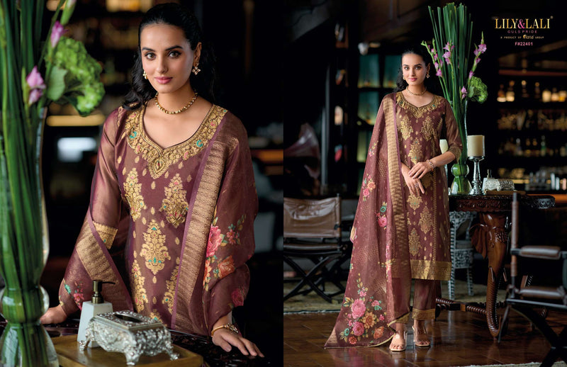 Lily And Lali Faridan Silk Jacquard Designer Wedding Wear Kurti Pant Dupatta Set
