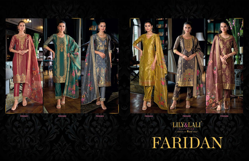Lily And Lali Faridan Silk Jacquard Designer Wedding Wear Kurti Pant Dupatta Set