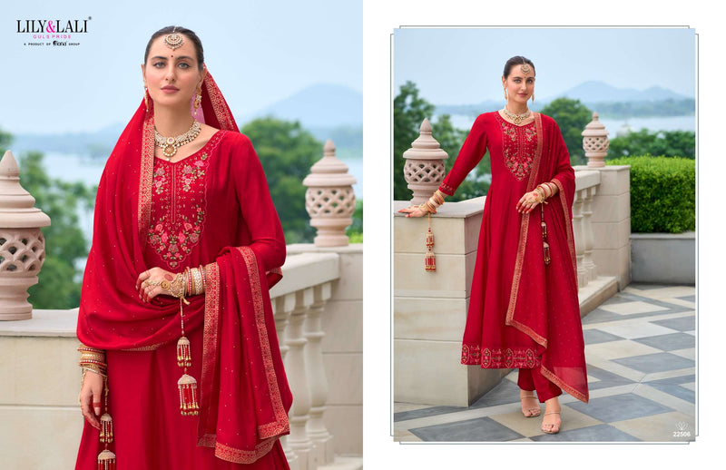 Lily And Lali Karwa Anarkali Style Silk Embroidery Festiv Wear Dress