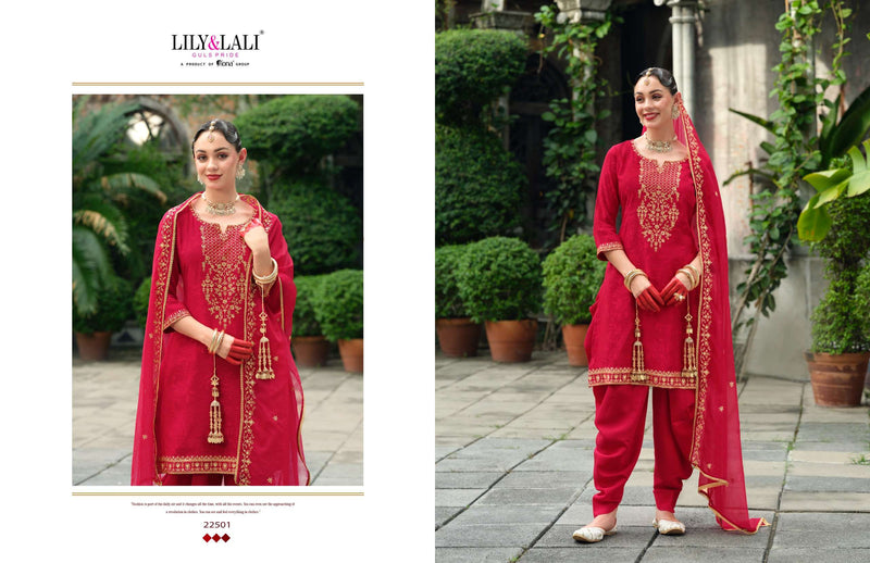 Lily And Lali Karwa Special Vol 2 Viscose Silk Designer Kurti Pant Dupatta Set