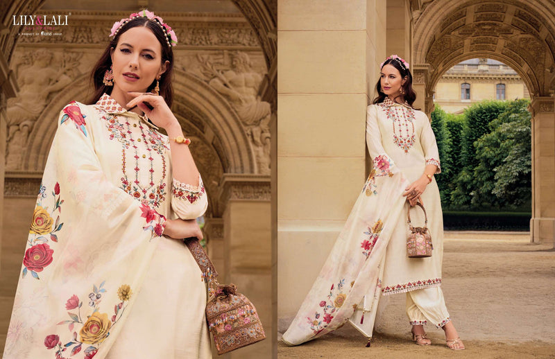 Lily And Lali Khwaish Viscose Silk Kurti Afghani Style Bottom Organza Dupatta Set