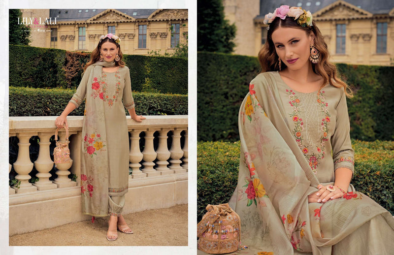 Lily And Lali Khwaish Viscose Silk Kurti Afghani Style Bottom Organza Dupatta Set