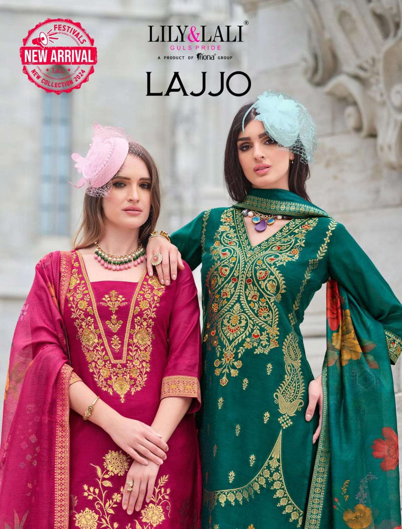 Lily And Lali Lajjo Silk Jacquard Designer Festival Wear Kurti Pant Dupatta Set
