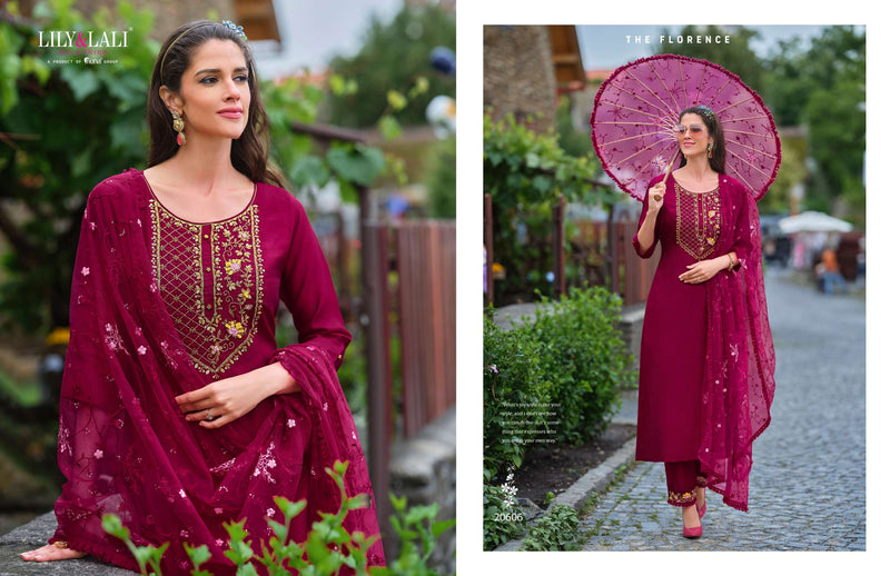 Lily And Lali Maria 9 Vol 4 Silk Heavy Handwork Designer Kurti Pant Dupatta Set