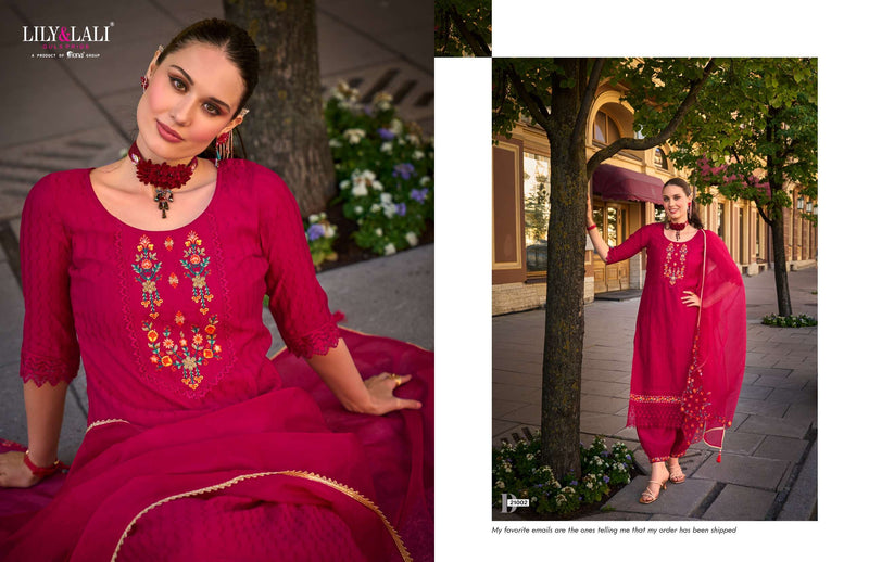 Lily And Lali Mehwish Silk Jacquard Handwork Embroidery Designer Suit Collection
