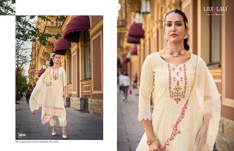 Lily And Lali Mehwish Silk Jacquard Handwork Embroidery Designer Suit Collection