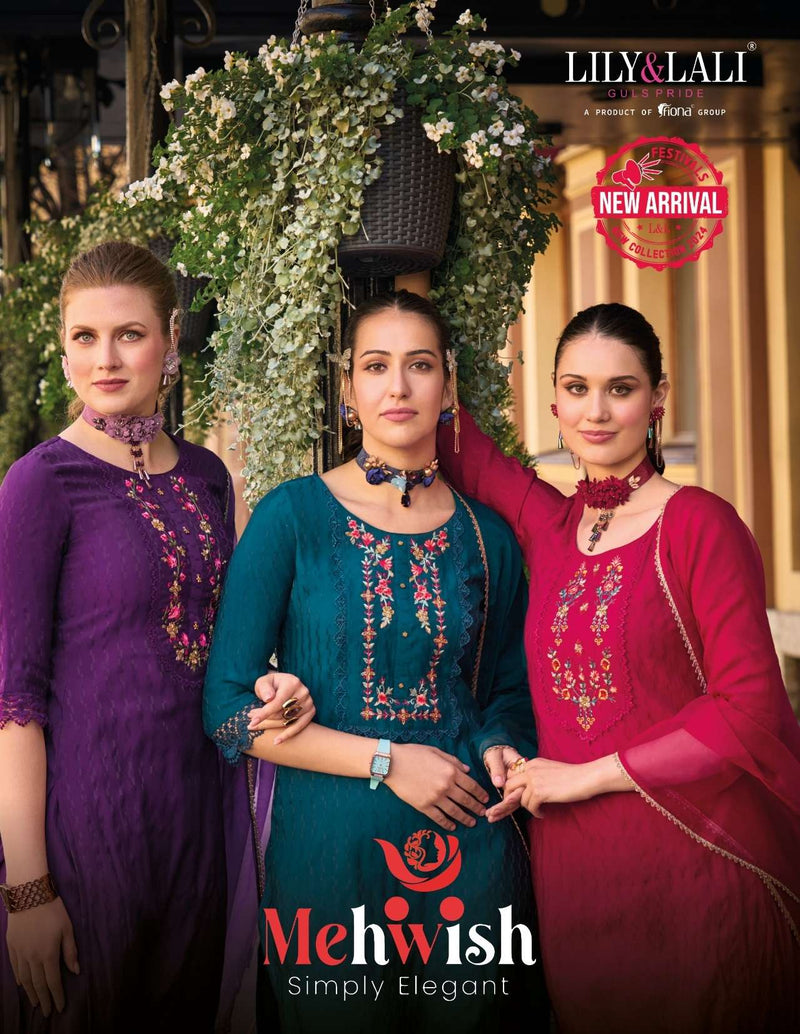 Lily And Lali Mehwish Silk Jacquard Handwork Embroidery Designer Suit Collection