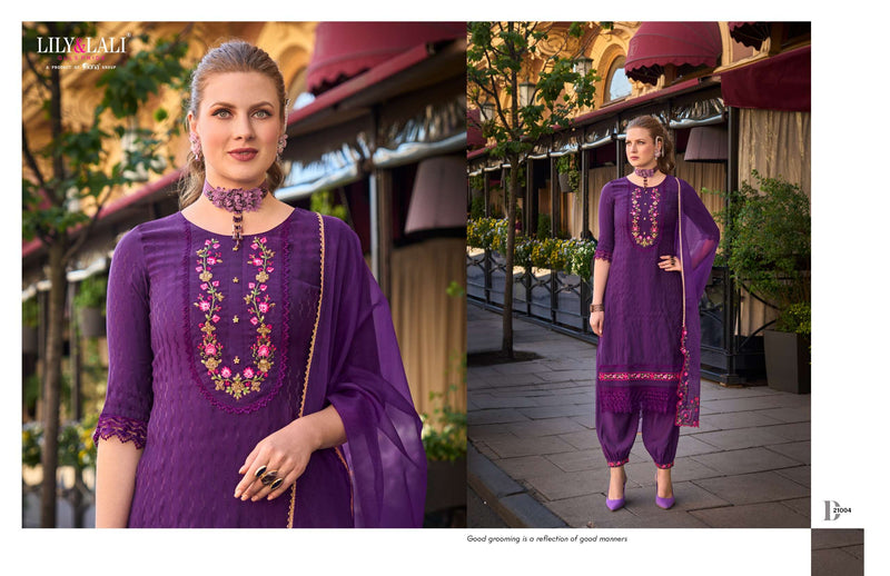 Lily And Lali Mehwish Silk Jacquard Handwork Embroidery Designer Suit Collection