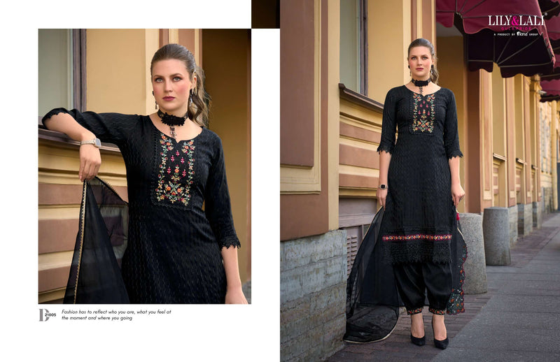 Lily And Lali Mehwish Silk Jacquard Handwork Embroidery Designer Suit Collection