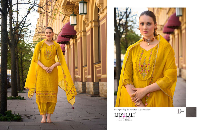 Lily And Lali Mehwish Silk Jacquard Handwork Embroidery Designer Suit Collection