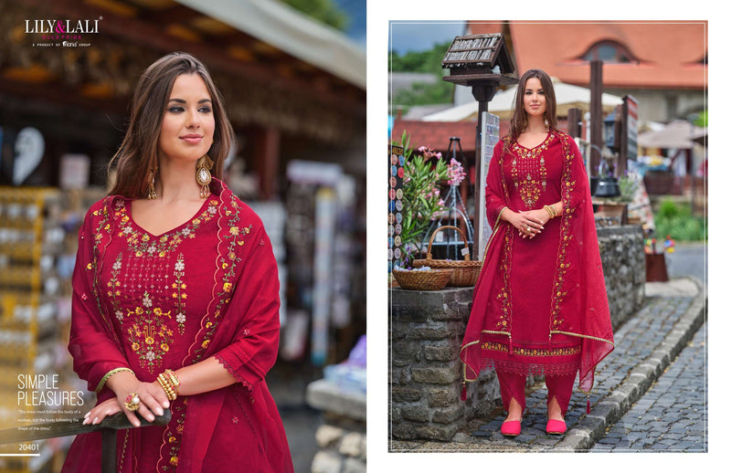 Lily And Lali Miraan Vol 2 Viscose Silk Designer Party Wear Kurti Combo Set
