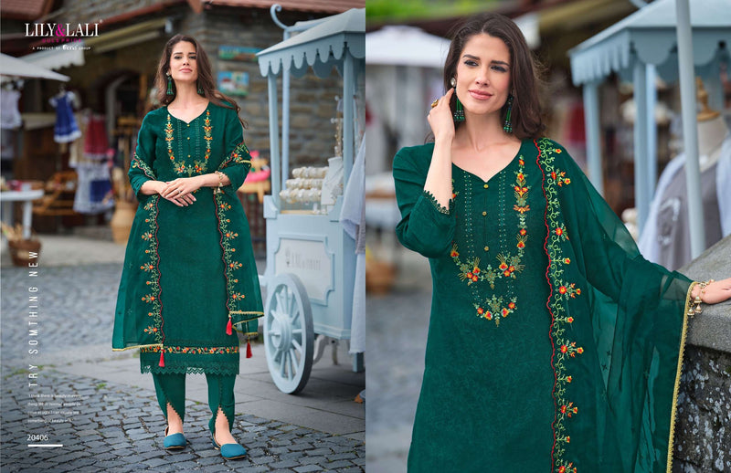 Lily And Lali Miraan Vol 2 Viscose Silk Designer Party Wear Kurti Combo Set