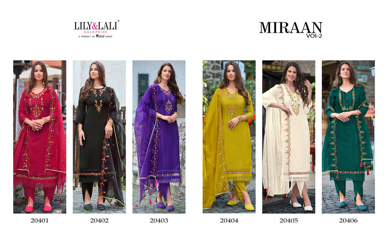 Lily And Lali Miraan Vol 2 Viscose Silk Designer Party Wear Kurti Combo Set