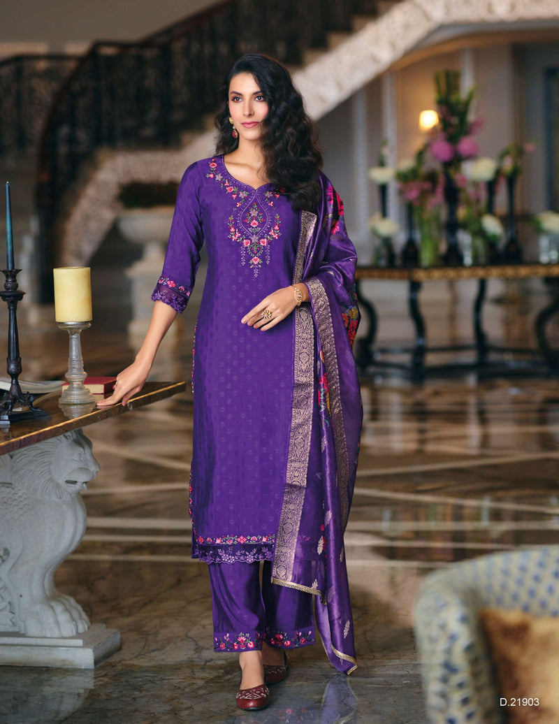 Lily And Lali Rubab Viscose Handwork Embroidery Festiv Wear Kurti Pant Organza Dupatta Set