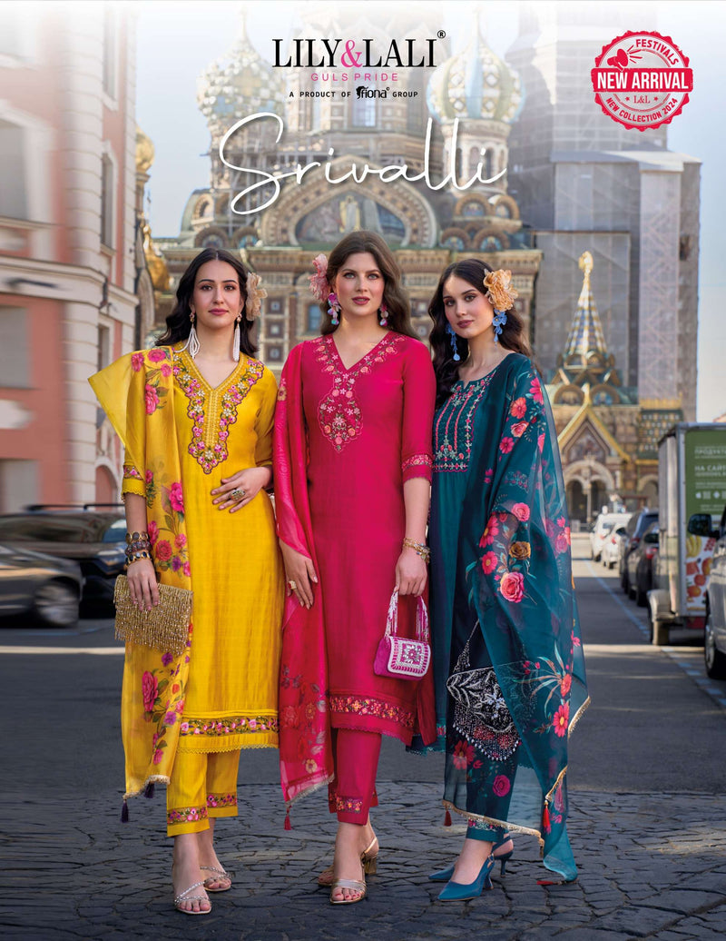 Lily And Lali Srivalli viscose Beautiful Festival Wear Kurti Pant Dupatta Set