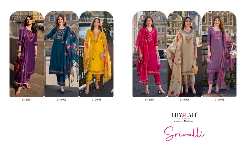 Lily And Lali Srivalli viscose Beautiful Festival Wear Kurti Pant Dupatta Set