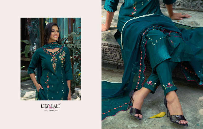 Lily and Lali Rang Ja Viscose Embroidery Work Beautiful Salwar Kameez