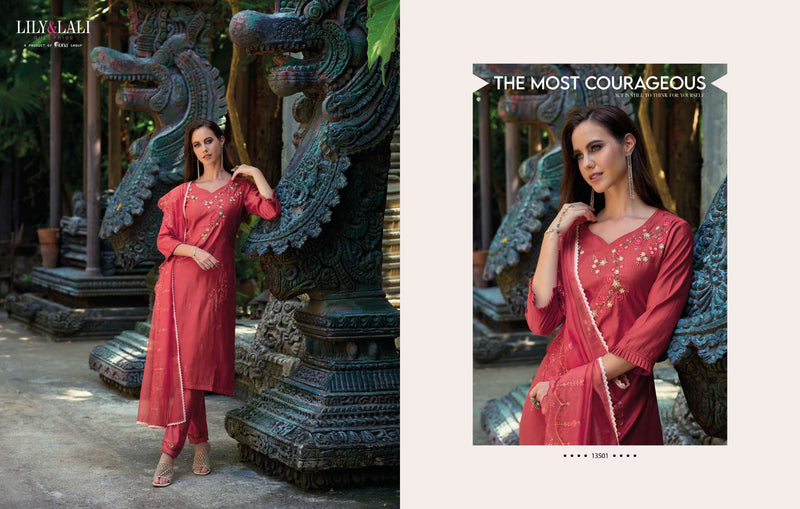 Lily and Lali Rang Ja Viscose Embroidery Work Beautiful Salwar Kameez