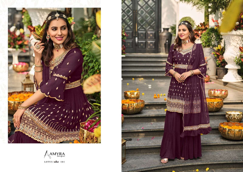 Lotus By Amyra Georgette Readymade Top With Plazzo & Dupatta