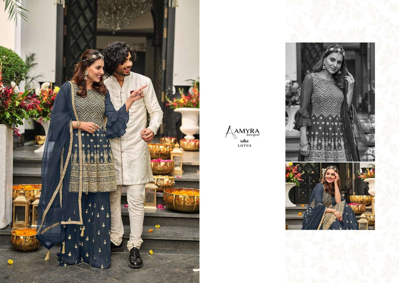 Lotus By Amyra Georgette Readymade Top With Plazzo & Dupatta