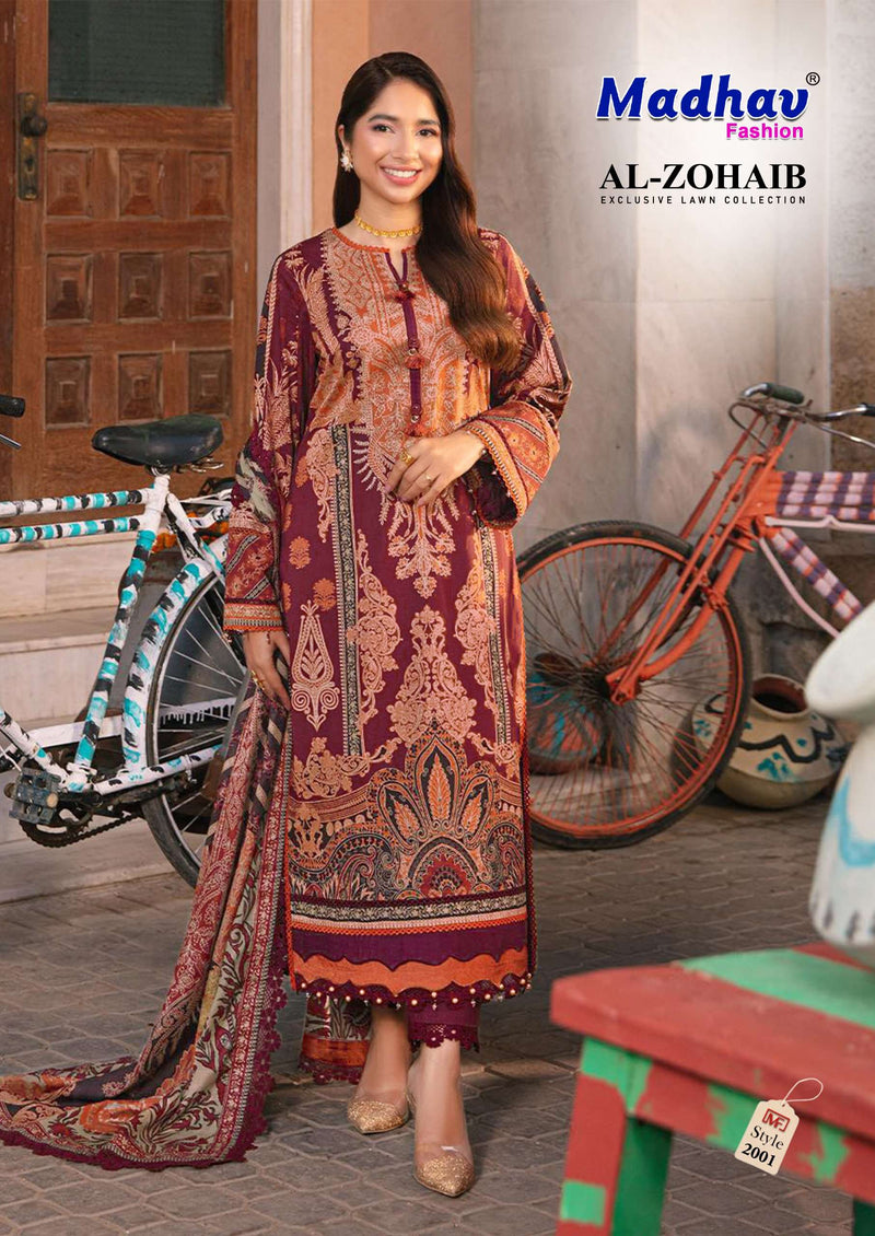 Madhav Fashion Al Zohaib Vol 2 Lawn Cotton With Pure Mal Mal Dupatta Salwar Suit