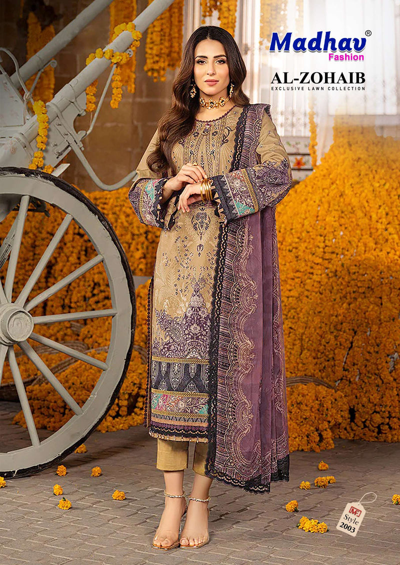 Madhav Fashion Al Zohaib Vol 2 Lawn Cotton With Pure Mal Mal Dupatta Salwar Suit