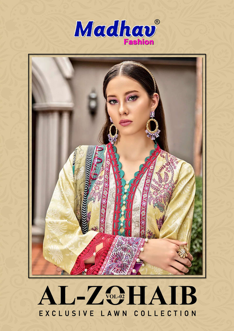 Madhav Fashion Al Zohaib Vol 2 Lawn Cotton With Pure Mal Mal Dupatta Salwar Suit