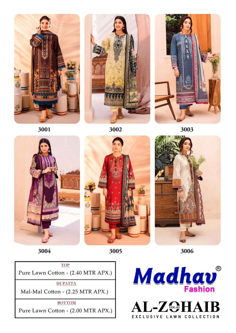 Madhav Fashion Al Zohaib Vol 3 Lawn Cotton Daily Wear Salwar Suit