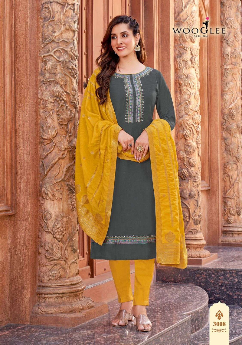 Wooglee Madhuriya Vol 2 Rayon Embroidery Work Fancy Kurti With Pant