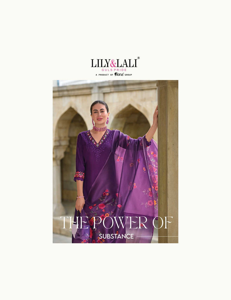 Lily And Lali Malvika Vol 2 Viscose Hand Work And Embroidery Kurti With Bottom And Organza Print Dupatta