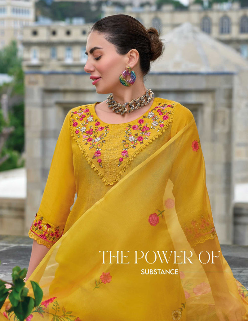 Lily And Lali Malvika Vol 2 Viscose Hand Work And Embroidery Kurti With Bottom And Organza Print Dupatta