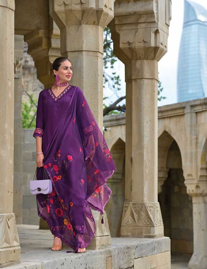 Lily And Lali Malvika Vol 2 Viscose Hand Work And Embroidery Kurti With Bottom And Organza Print Dupatta