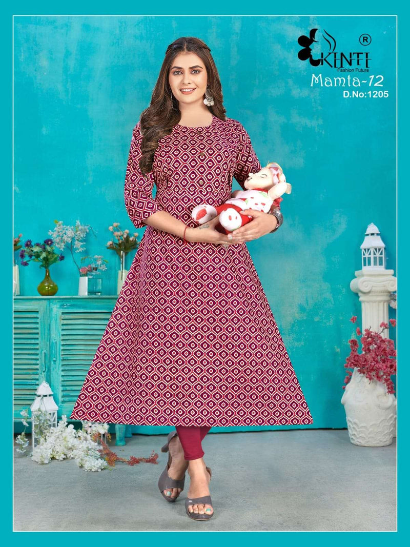 Mamta Vol 12 By Kinti Twin Vertical Zip Feeding A Line Kurtis