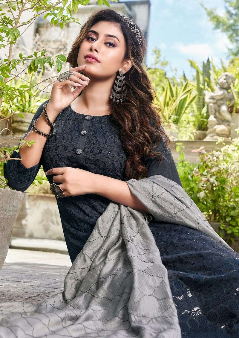 Manas Bombay Schiffli Vol 2 Chinon Designer Readymade Salwar Kameez